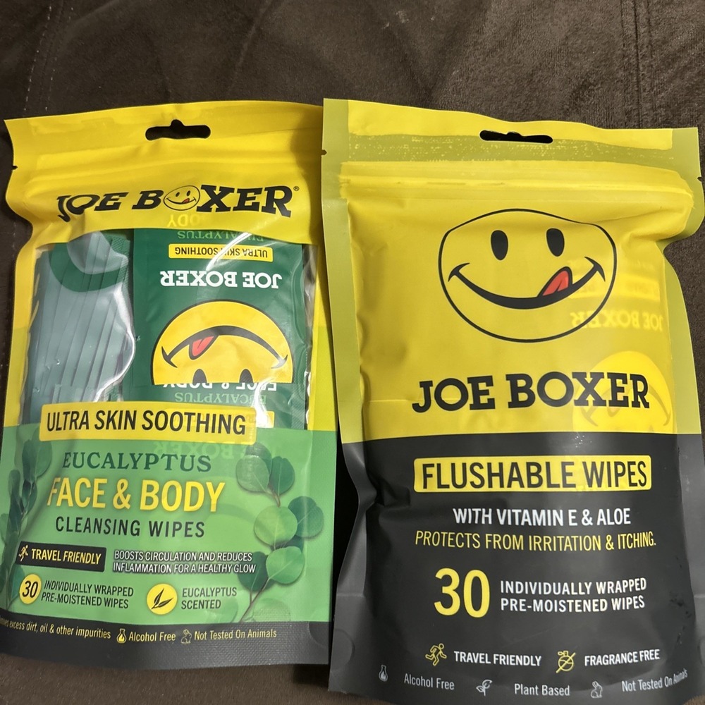 Joe Boxer‎ Lot 1 Face Body Wipes & 1 Flushable Wipes